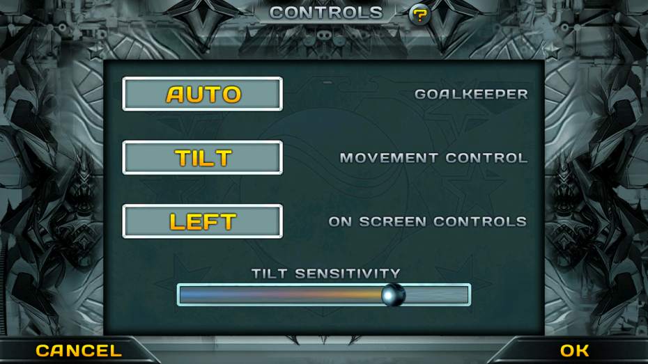 Speedball 2 Evolution control settings screen
