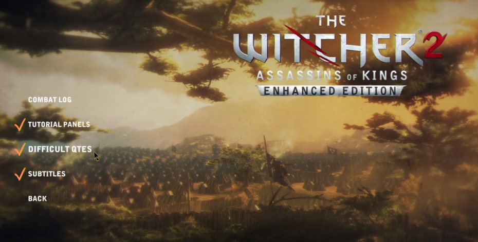 Title screen for Witcher 2