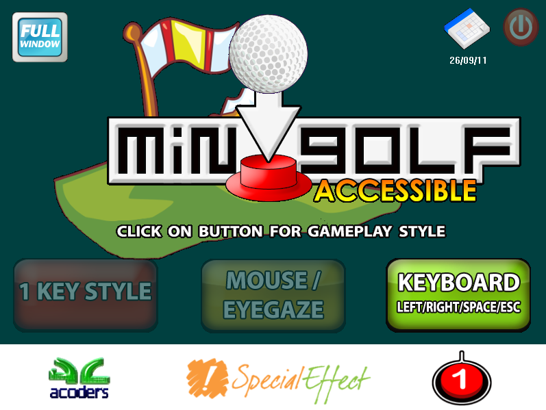 Minigolf Accessible new game screen