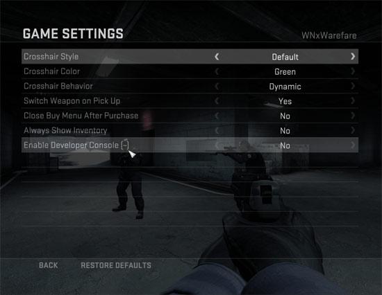 CS:GO game settings screen