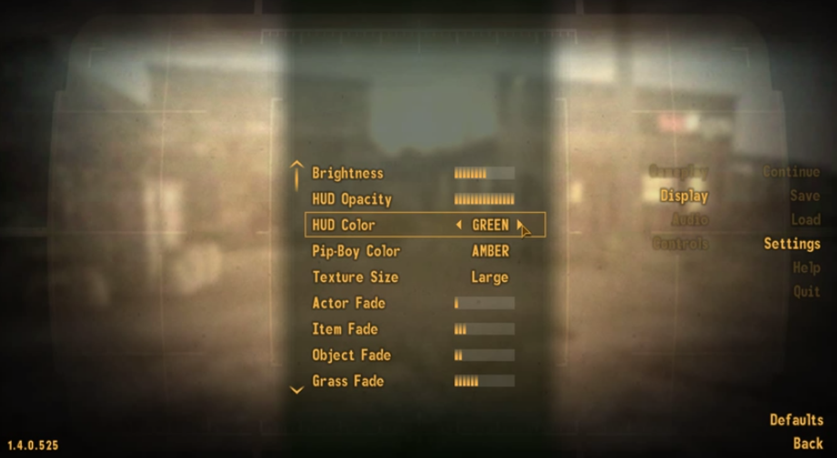 Fallout 3 settings screen