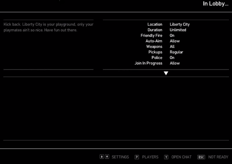GTA IV matchmaking screen