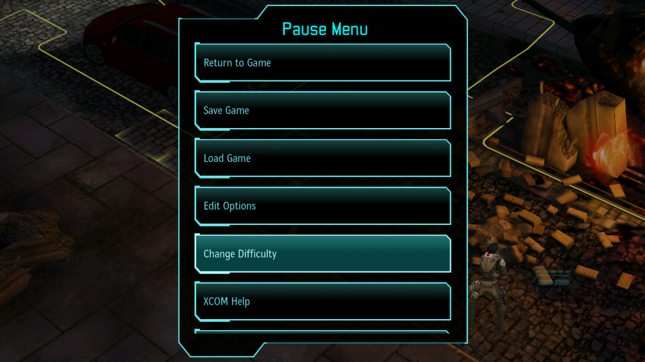 XCOM pause screen menu options