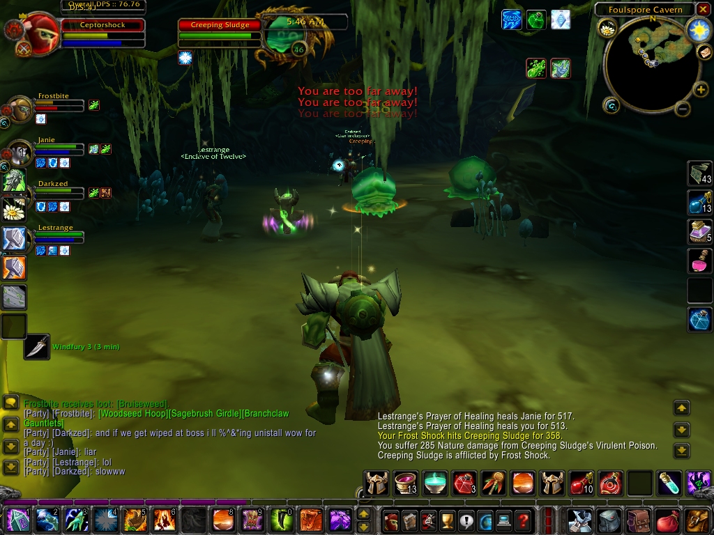 World of Warcraft gameplay with chat window overlaid