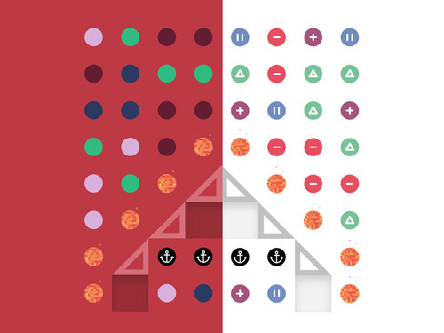 Two screenshots of Two Dots, showing default mode compared to colourblind mode
