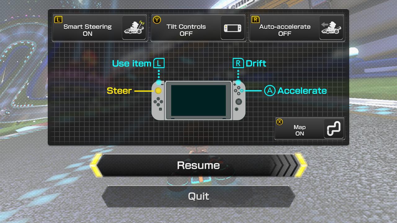 Mario Kart 8 race settings screen