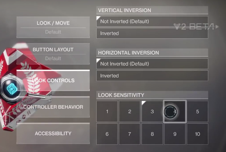 Destiny 2 look controls settings screen
