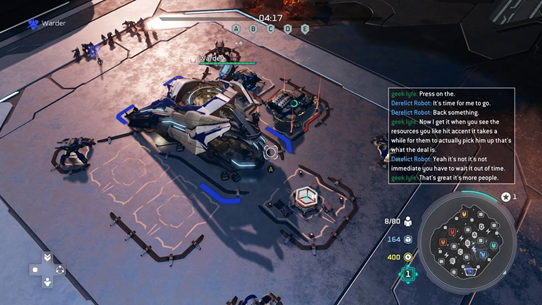 Halo Wars 2 gameplay with chat window displayed