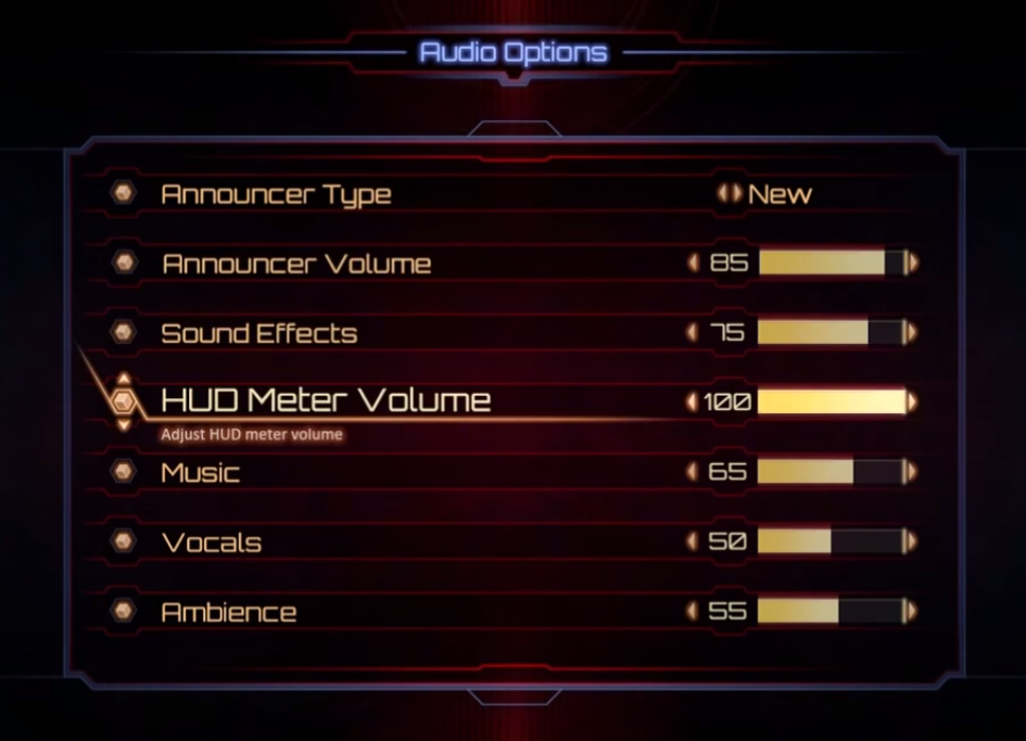 Killer Instinct audio options screen