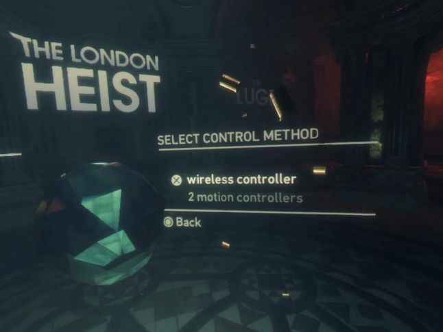 London Heist main menu screen showing control choice