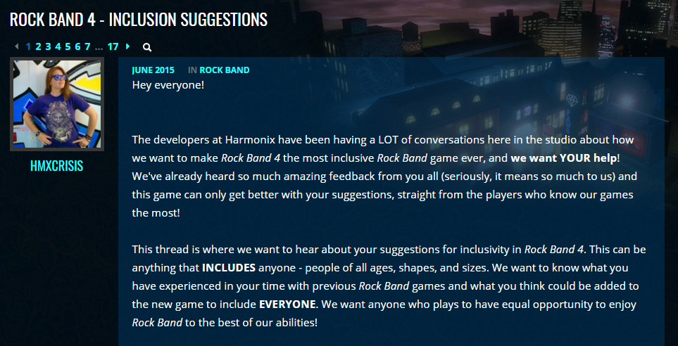 Rockband post on Harmonix forums