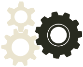 Three cogs, largest cog highlighted