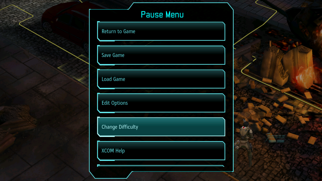 XCOM pause screen menu options