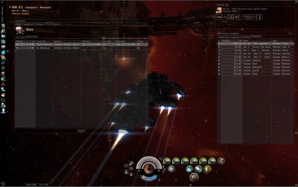 EVE online UI with panels in custom positions