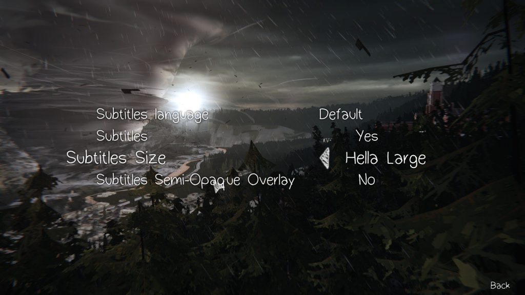 Life Is Strange settings menu